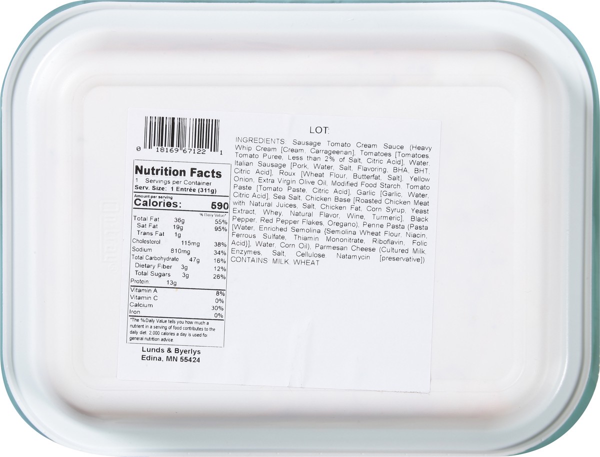 slide 2 of 9, Lunds & Byerlys Penne Pasta with Sausage Tomato Cream Sauce 11.0 oz, 11 oz