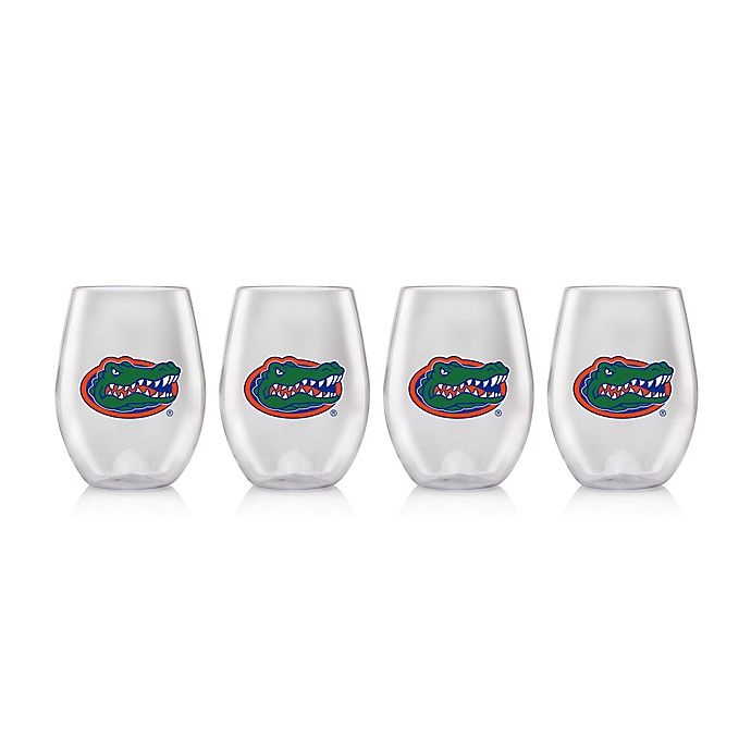 slide 2 of 2, NCAA University of Florida 16 oz. Clear Plastic Stemless Wine Glasses Set, 4 ct