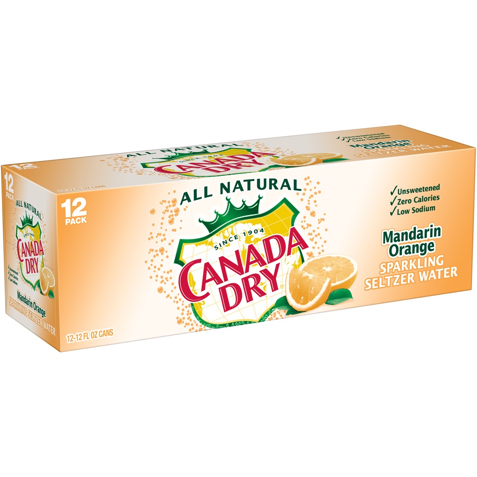 slide 2 of 3, Canada Dry Mandarin Orange Sparkling Seltzer Water, 12 ct; 12 fl oz