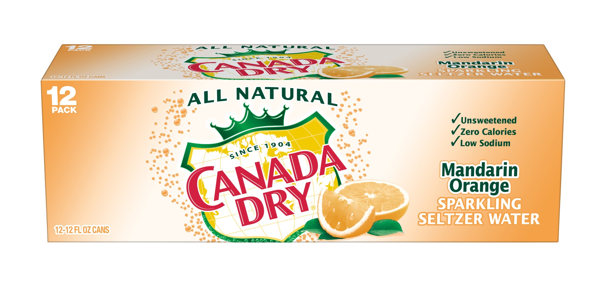 slide 1 of 3, Canada Dry Mandarin Orange Sparkling Seltzer Water, 12 ct; 12 fl oz