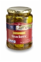 slide 1 of 1, Kroger Pickle Snackers - Hot & Sweet, 24 fl oz