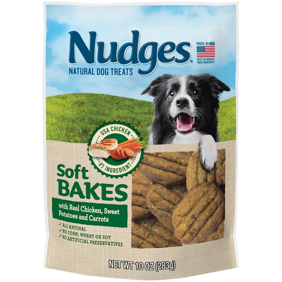 slide 1 of 1, Nudges Soft Bakes Chicken & Sweet Potato & Carrots Dog Treats, 10 oz