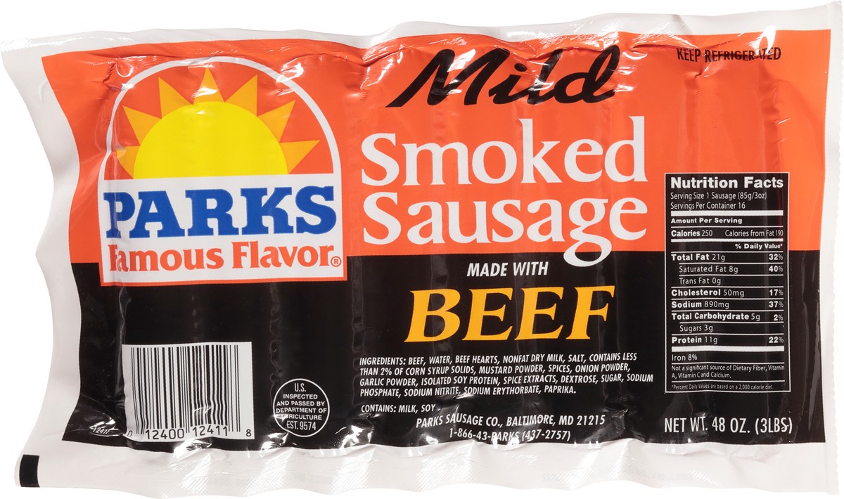 slide 9 of 14, Parks Famous Flavor Smoked Mild Sausage 48 oz, 48 oz