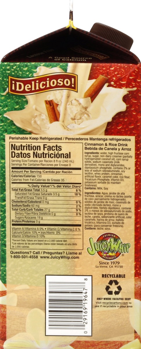 slide 3 of 4, Rica Horchata Cinnamon & Rice Drink Lactose Free, 64 fl oz