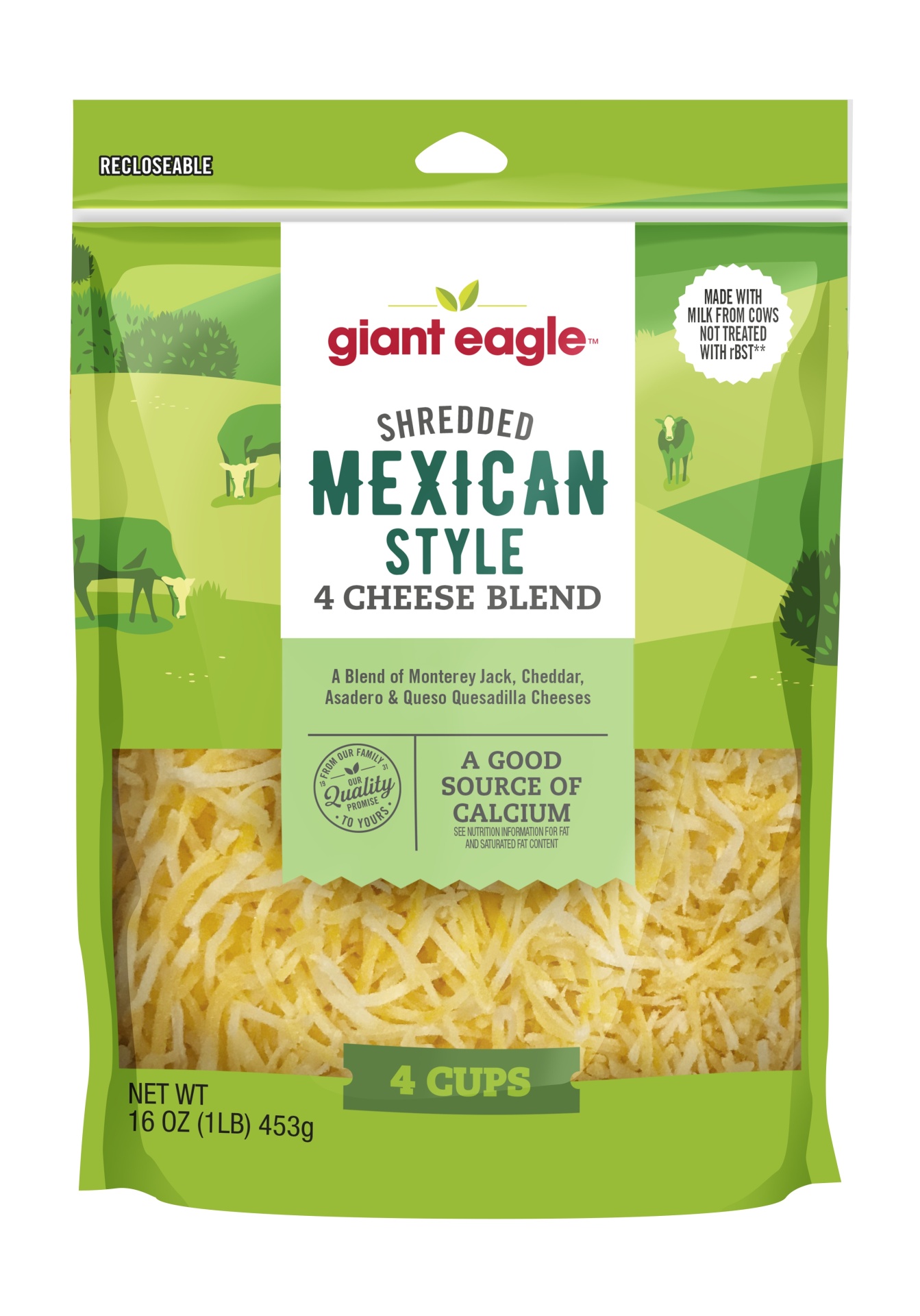 slide 1 of 1, Giant Eagle Shredded Mexican 4 Cheese Blend, 16 oz
