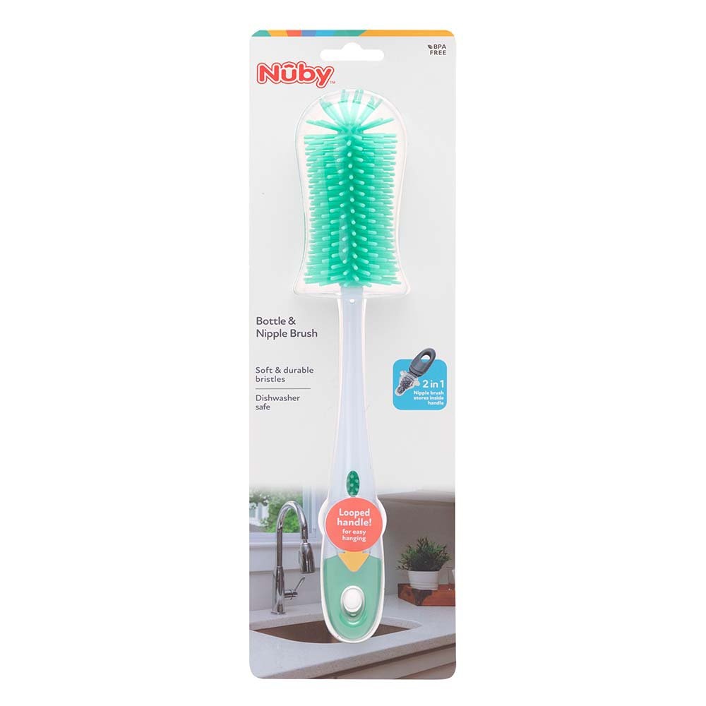 slide 1 of 1, Nuby Silicone Bottle & Nipple Brush, 1 ct