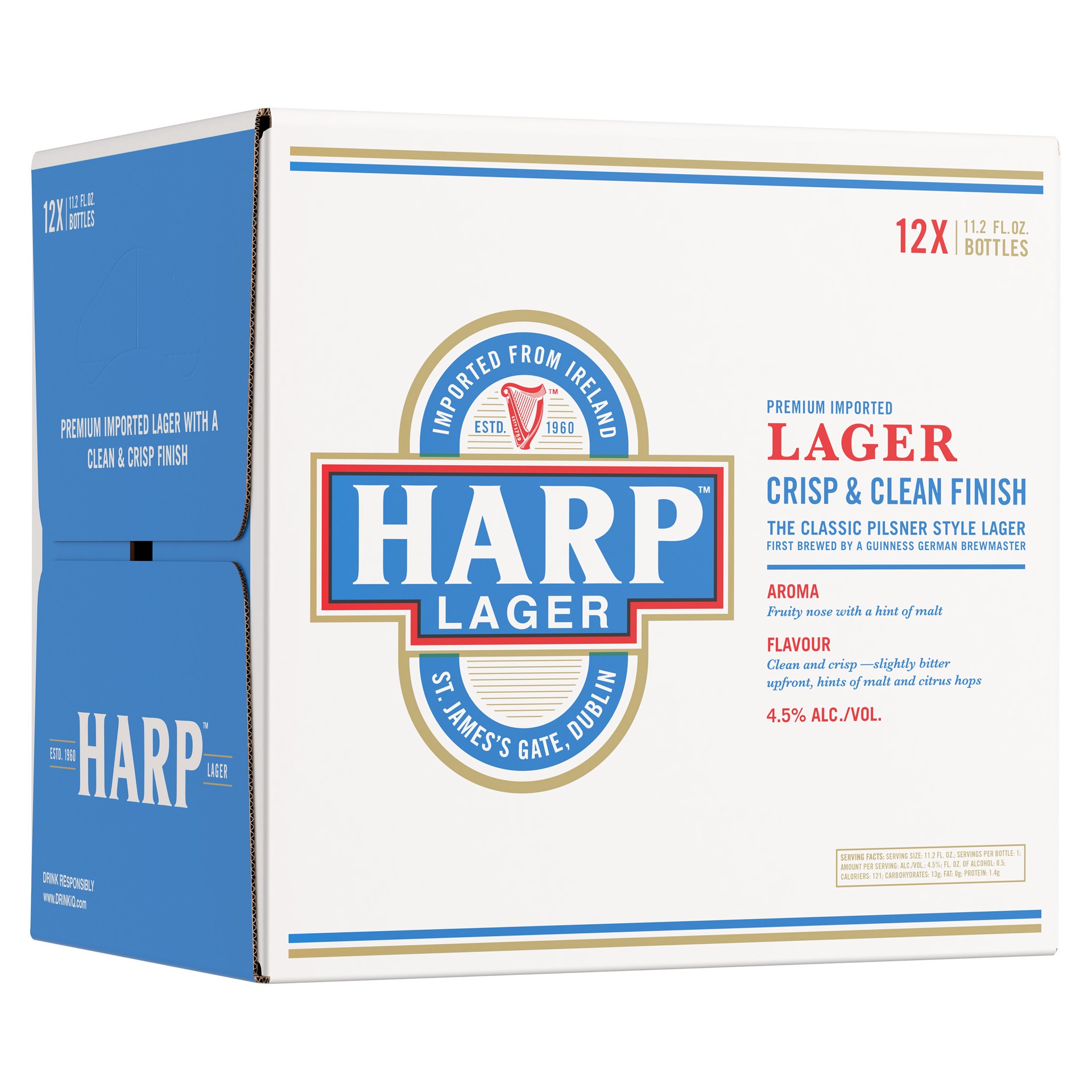 slide 3 of 6, Harp Lager Lager Beer, 12pk 11.2oz Bottles, 4.5% ABV, 11.2 fl oz