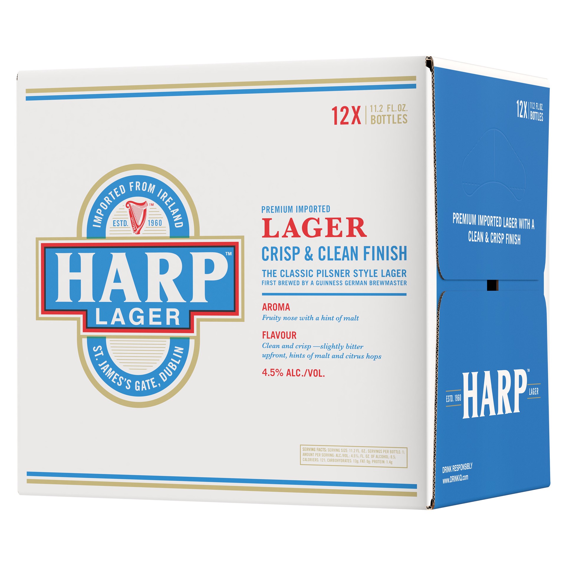 slide 5 of 6, Harp Lager Lager Beer, 12pk 11.2oz Bottles, 4.5% ABV, 11.2 fl oz