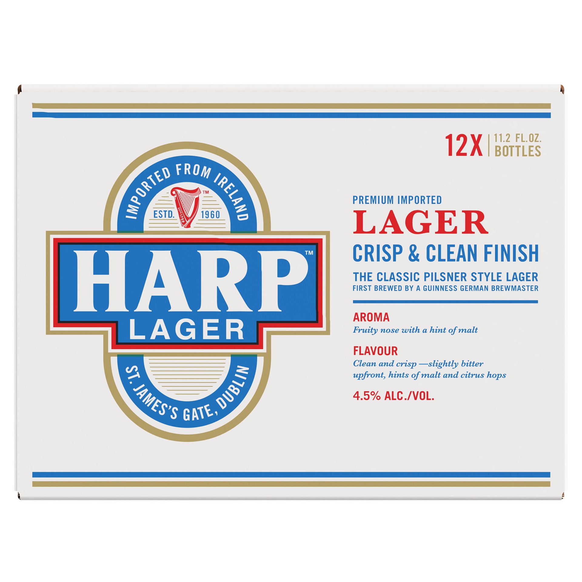 slide 1 of 6, Harp Lager Lager Beer, 12pk 11.2oz Bottles, 4.5% ABV, 11.2 fl oz
