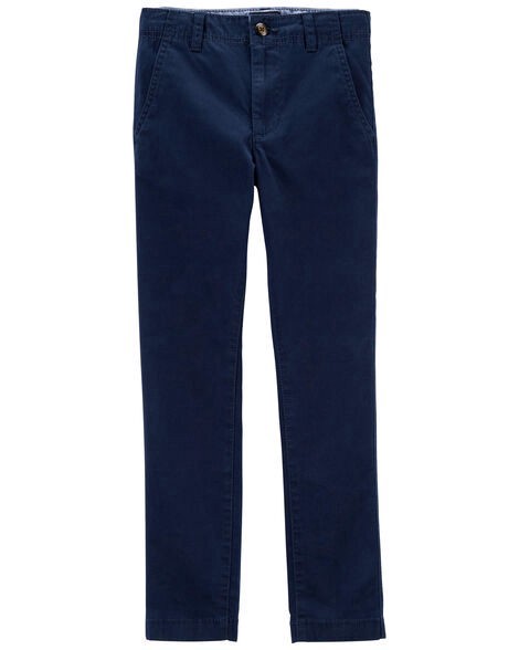 slide 1 of 2, Oshkosh Kid Slim Tapered Chino Pants Navy 4, 1 ct