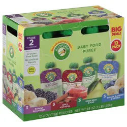 Comforts 12 Pack Stage 2 (6+ Months) Assorted Baby Food Puree 12 - 4 oz Pouches
