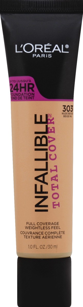 slide 5 of 7, L'Oréal Infallible Total Cover Foundation 303 Nude Beige, 1 fl oz