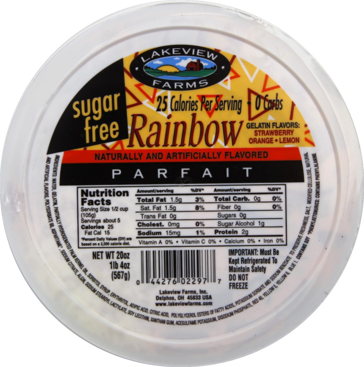 slide 1 of 3, Lakeview Farms Sugar Free Rainbow Parfait, 20 oz