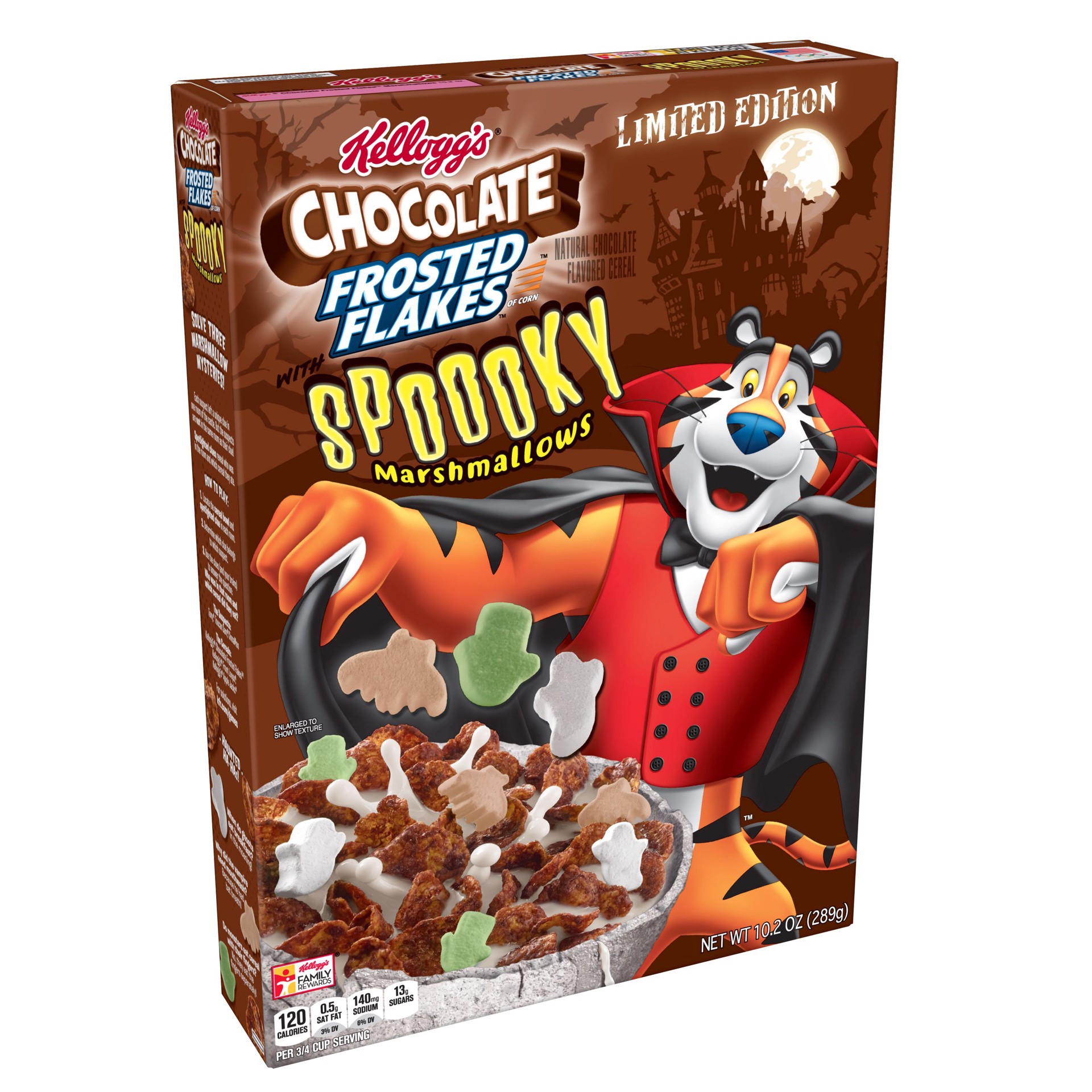 slide 1 of 7, Kellogg's Chocolate Frosted Flakes With Spoooky Marshmallows, 10.2 oz