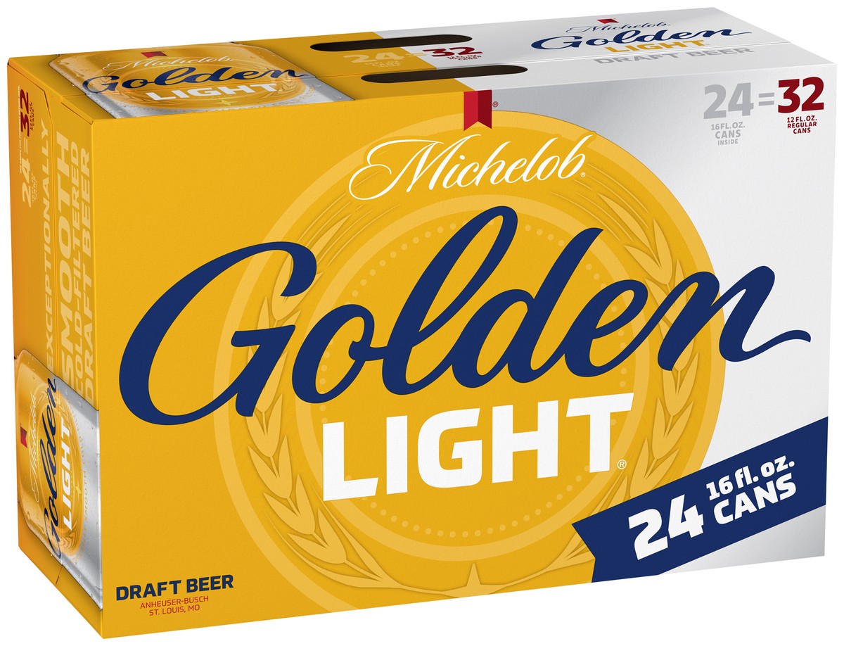 slide 2 of 9, Michelob 24 Pack Golden Light Draft Beer 24 ea, 384 oz