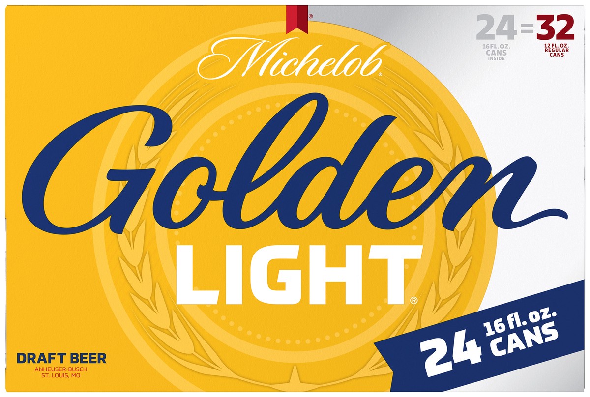 slide 1 of 9, Michelob 24 Pack Golden Light Draft Beer 24 ea, 384 oz