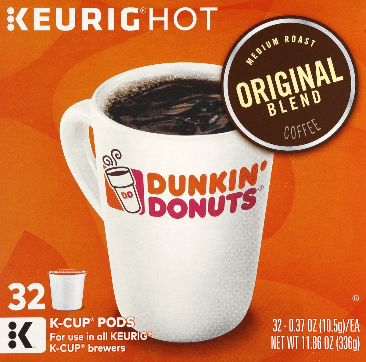 slide 7 of 10, Dunkin' Donuts Original Roast Coffee Keurig K-Cups - 32 ct, 32 ct