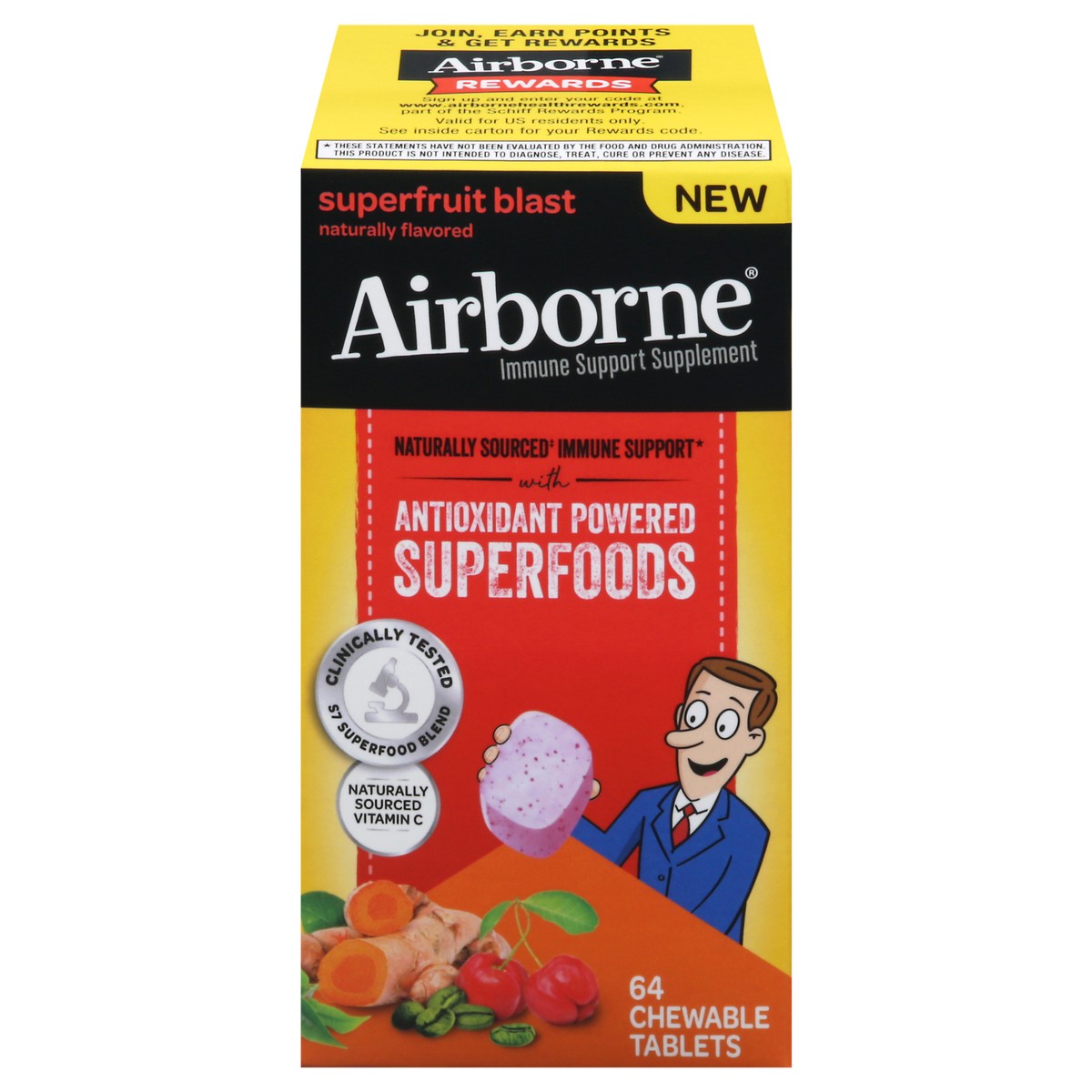 slide 1 of 13, Airborne Antioxidant Powered Superfoods Chews, 64 ct