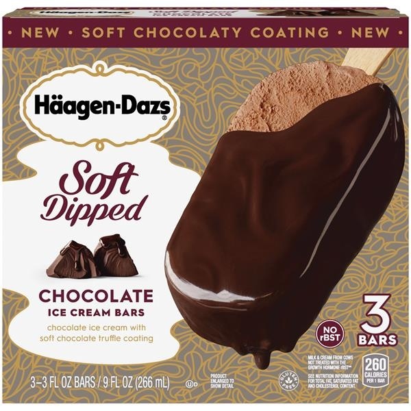 slide 1 of 2, Häagen-Dazs Soft Dipped Chocolate Ice Cream Bars, 3 ct; 3 fl oz