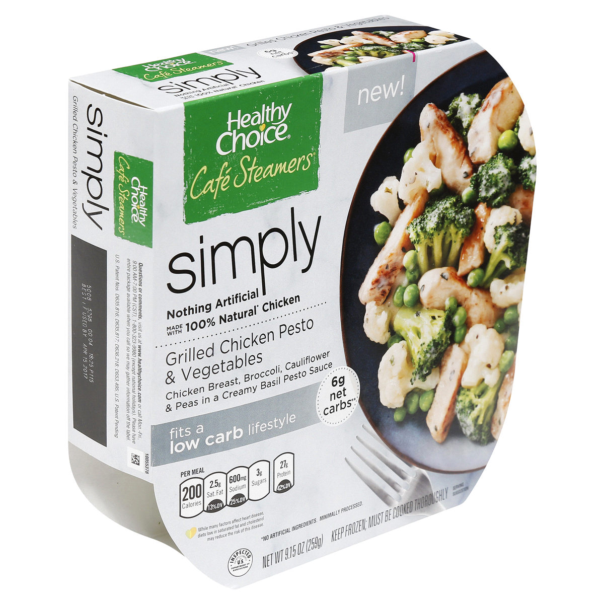 slide 2 of 6, Healthy Choice Cafe Steamers Simply Grilled Chicken Pesto Vegetables, 9.15 oz