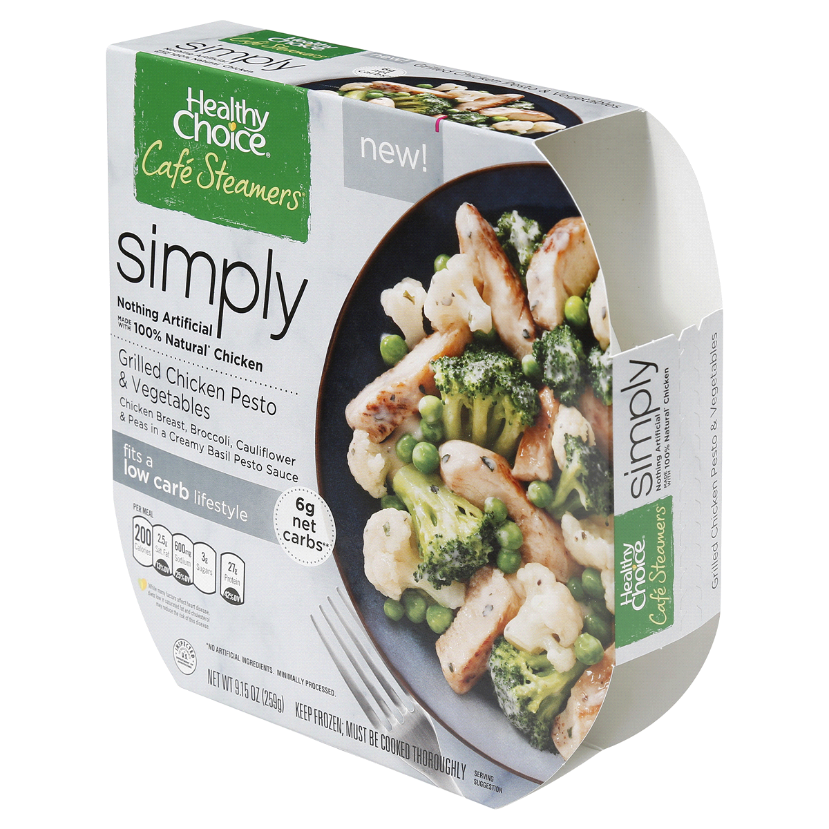 slide 3 of 6, Healthy Choice Cafe Steamers Simply Grilled Chicken Pesto Vegetables, 9.15 oz