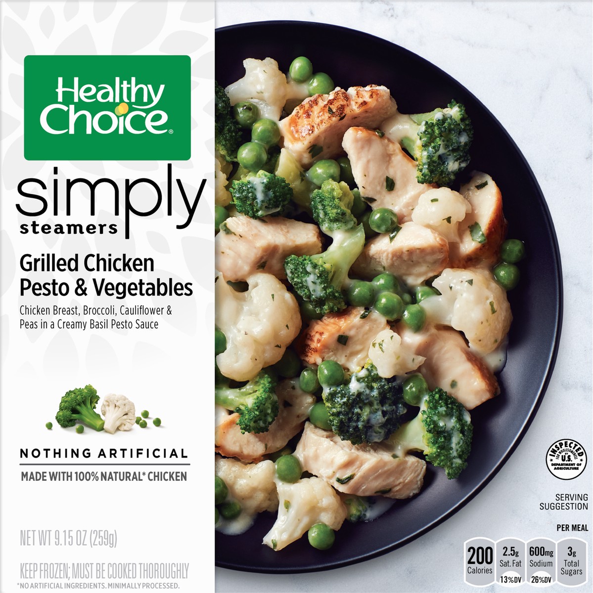 slide 5 of 12, Healthy Choice Simply Streamers Grilled Chicken Pesto & Vegetables 9.15 oz, 9.15 oz