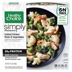 Healthy Choice Simply Steamers Grilled Chicken Pesto & Vegetables, Frozen Meal, 9.15 oz. Bowl