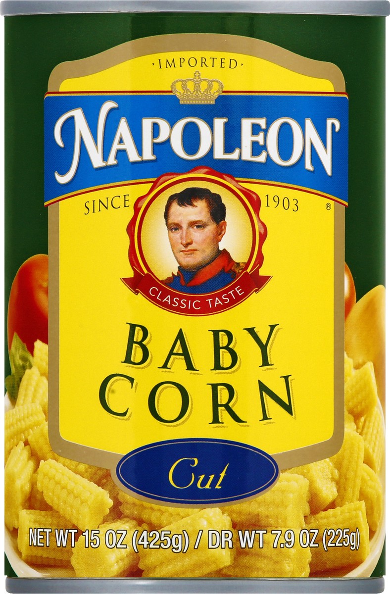 slide 1 of 9, Napoleon Cut Baby Corn 15 oz, 15 oz