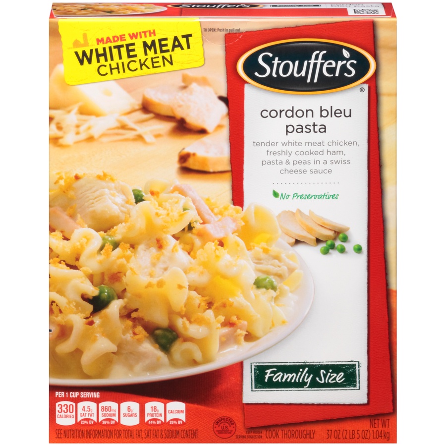 slide 1 of 8, Stouffer's Family Size Cordon Bleu Pasta, 37 oz