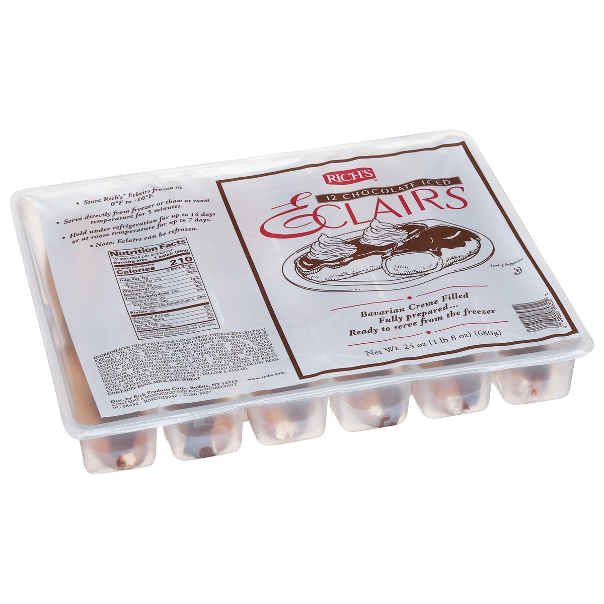 slide 2 of 9, Rich's Chocolate Iced Eclairs 12 ea, 12 ct