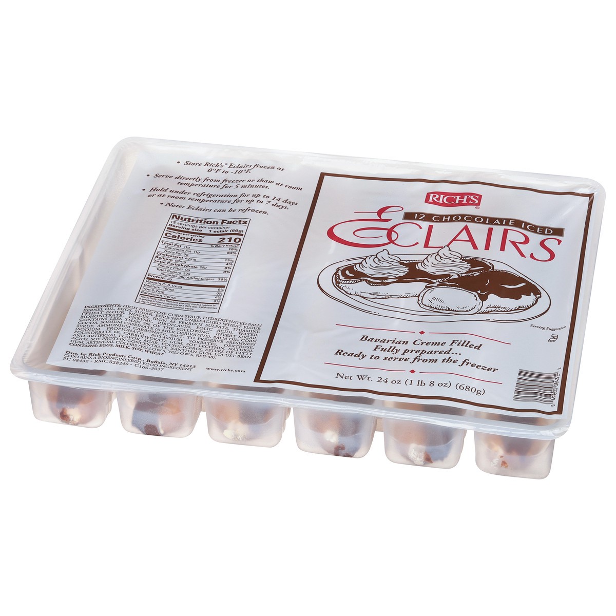 slide 3 of 9, Rich's Chocolate Iced Eclairs 12 ea, 12 ct