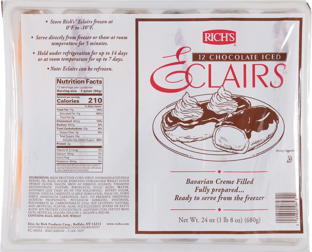 slide 6 of 9, Rich's Chocolate Iced Eclairs 12 ea, 12 ct