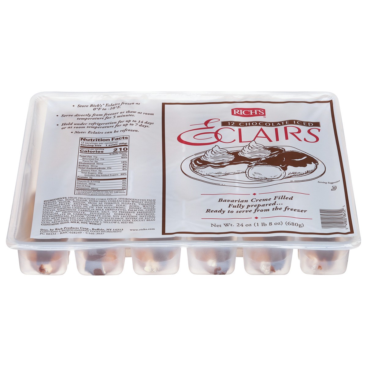 slide 1 of 9, Rich's Chocolate Iced Eclairs 12 ea, 12 ct