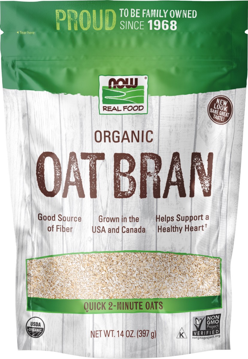 slide 3 of 7, NOW Real Food Oat Bran, Organic - 14 oz, 14 oz