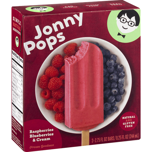 slide 2 of 9, Jonny Pops Raspberries Blueberries & Cream Ice Cream Bars, 8.25 oz