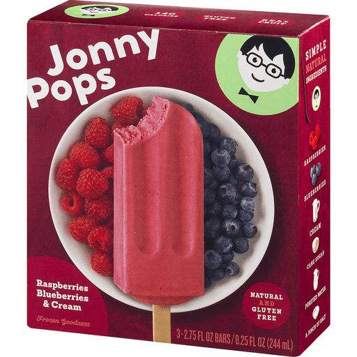 slide 3 of 9, Jonny Pops Raspberries Blueberries & Cream Ice Cream Bars, 8.25 oz