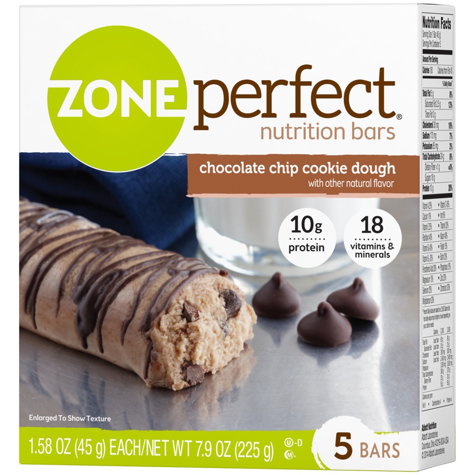 slide 3 of 4, Zone Perfect Chocolate Chip Cookie Dough Nutrition Bars, 5 ct