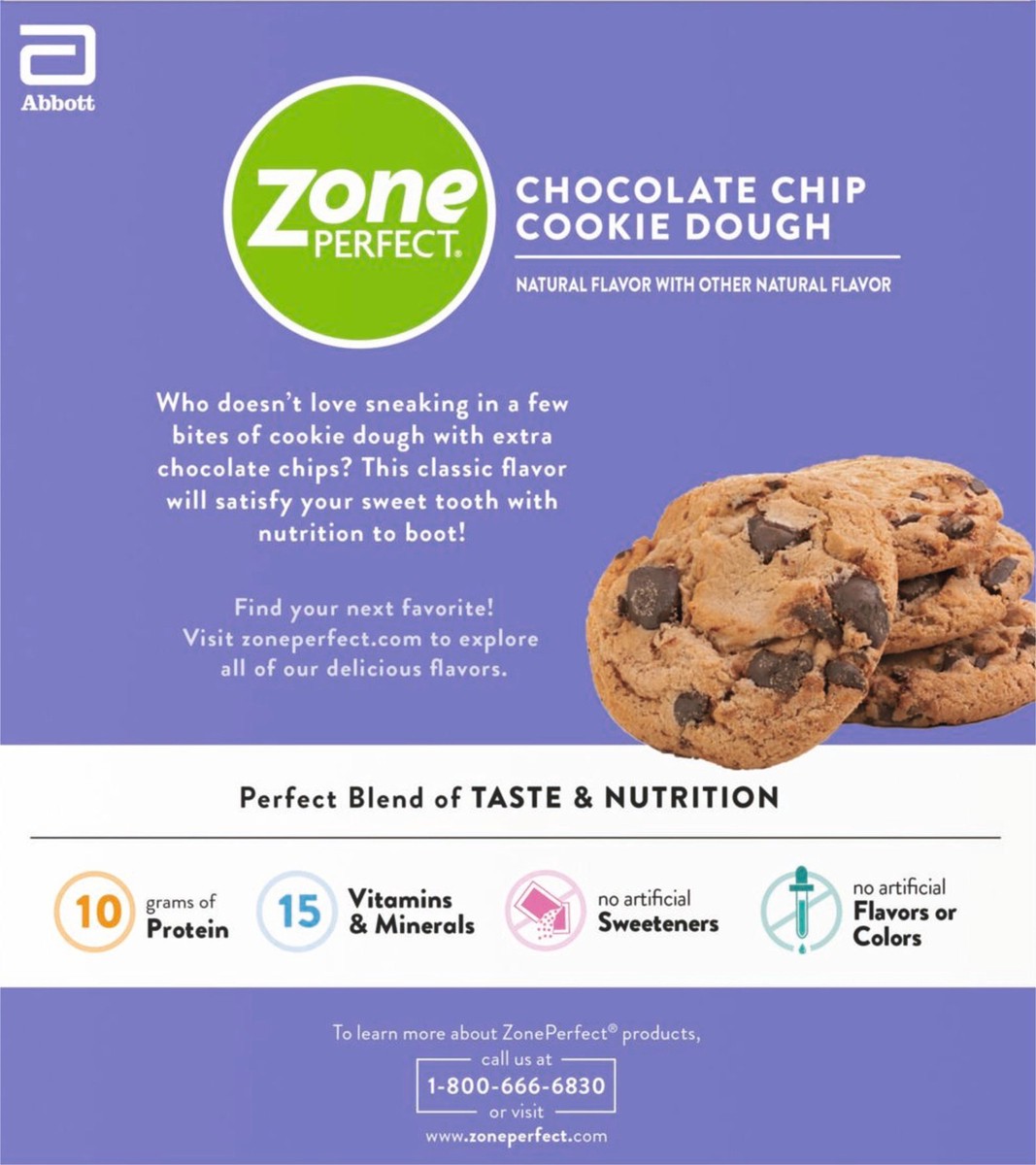 slide 4 of 5, Zone Perfect Chocolate Chip Cookie Dough Protein Bar, 5 ct