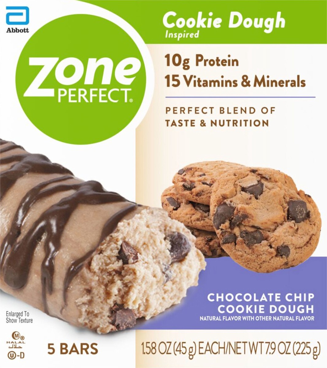 slide 5 of 5, Zone Perfect Chocolate Chip Cookie Dough Protein Bar, 5 ct