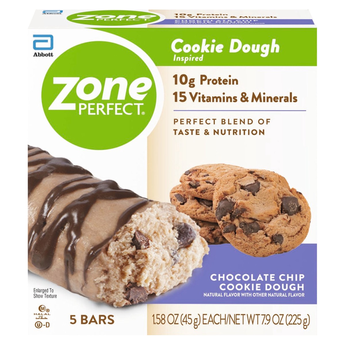 slide 1 of 5, Zone Perfect Chocolate Chip Cookie Dough Protein Bar, 5 ct