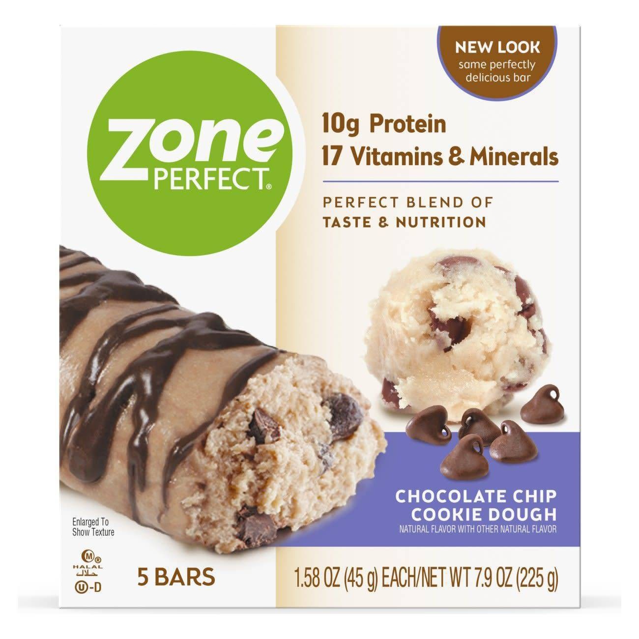 slide 1 of 4, Zone Perfect Chocolate Chip Cookie Dough Nutrition Bars, 5 ct
