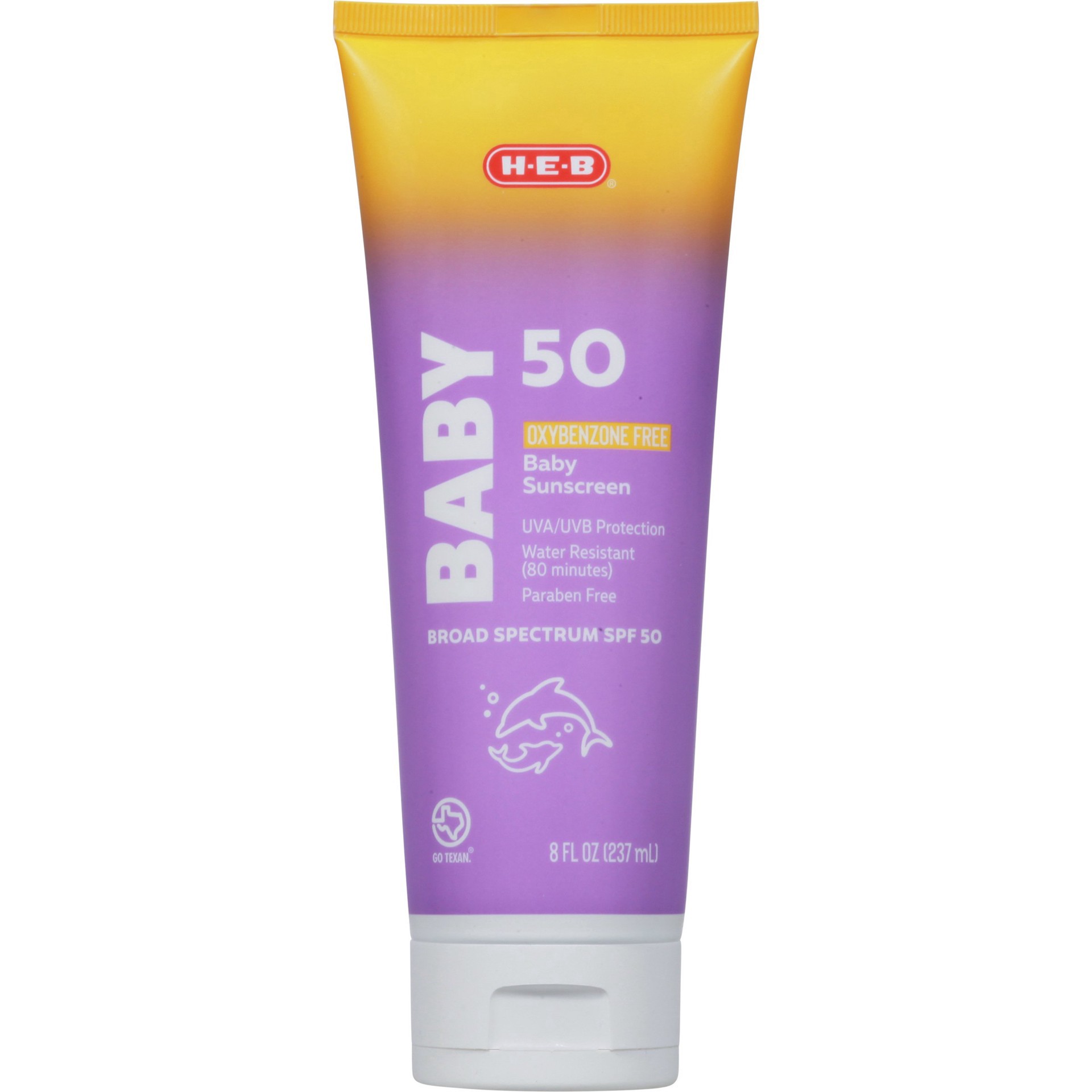 slide 1 of 1, H-E-B Baby Oxybenzone Free Sunscreen Lotion – SPF 50, 8 oz