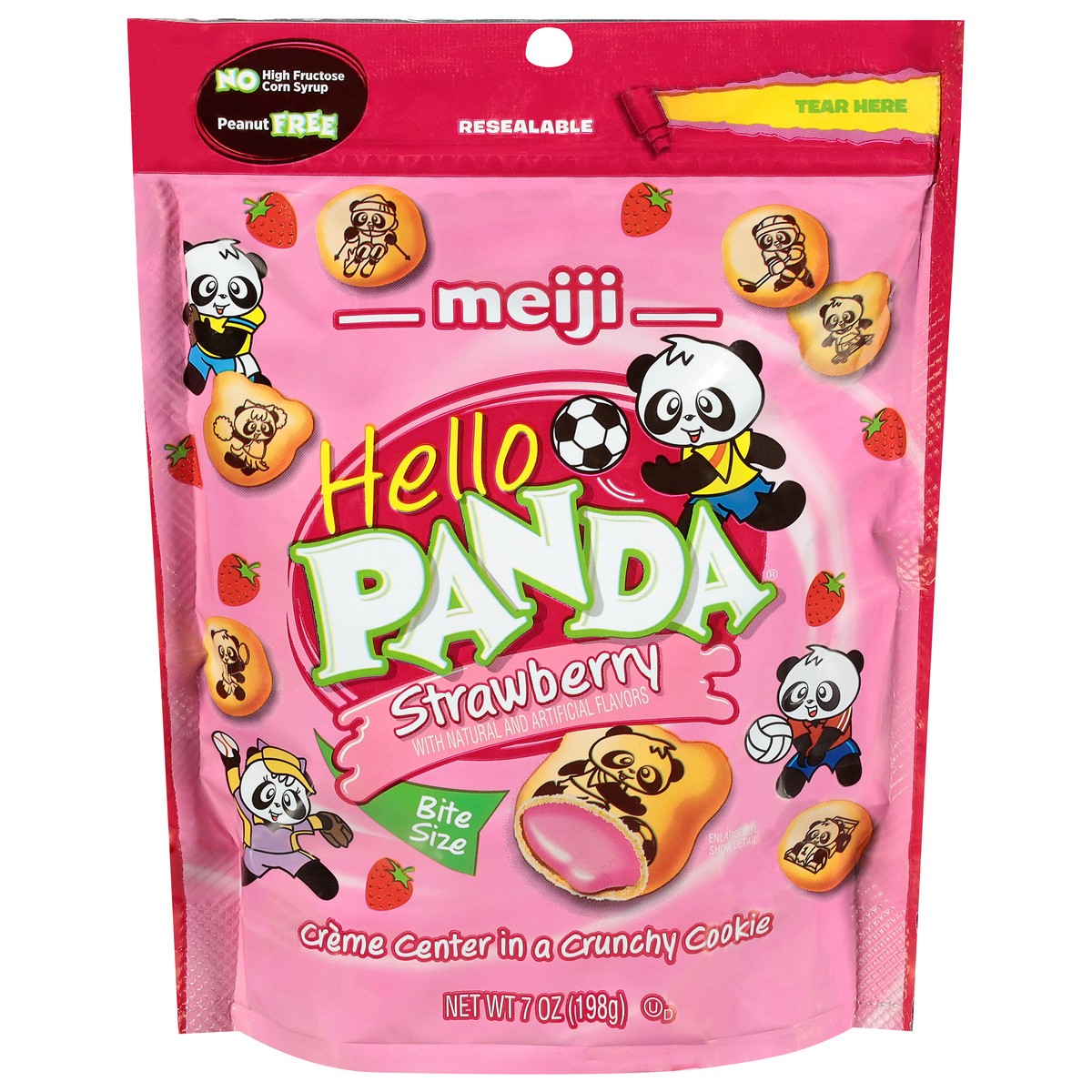 slide 1 of 9, Meiji Hello Panda Strawberry Cookies 7oz, 7 oz