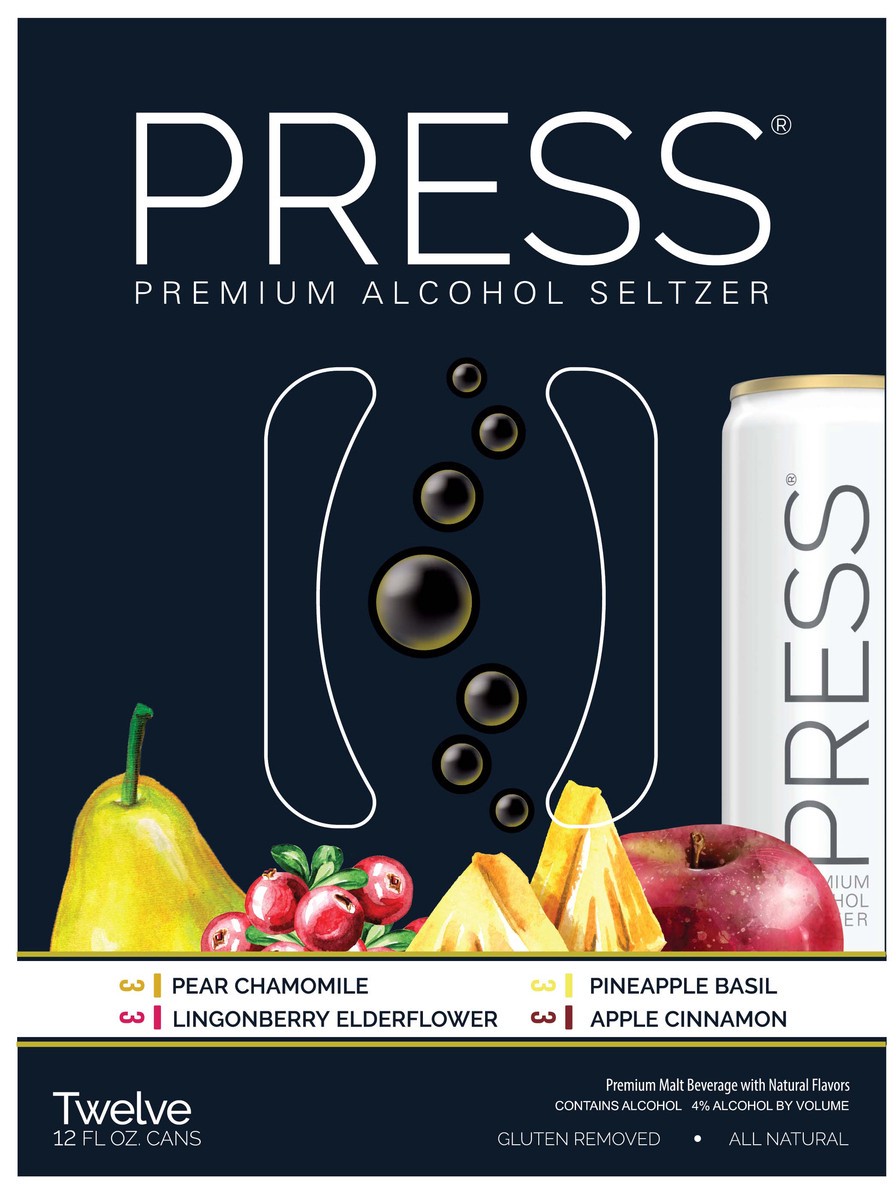 slide 9 of 9, PRESS Alcohol Seltzer, 144 oz