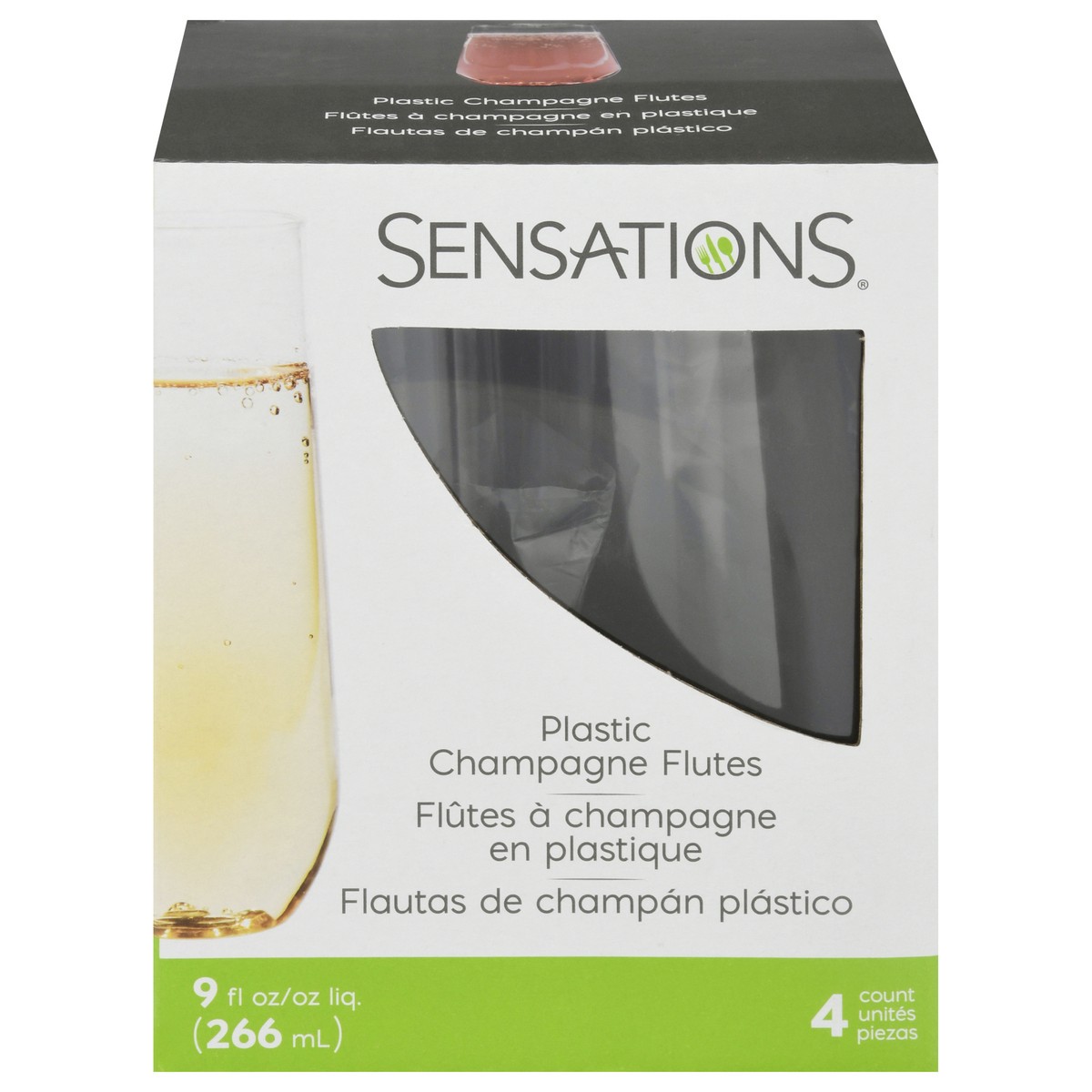 slide 1 of 1, Sensations 9 Ounce Plastic Champagne Flutes 4 ea, 4 ct