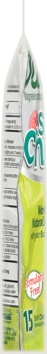 slide 5 of 9, Dulcolax Soft Chews Saline Laxative Mixed Berry (15ct) Gentle Constipation Relief, Magnesium Hydroxide 1200mg, 15 ct