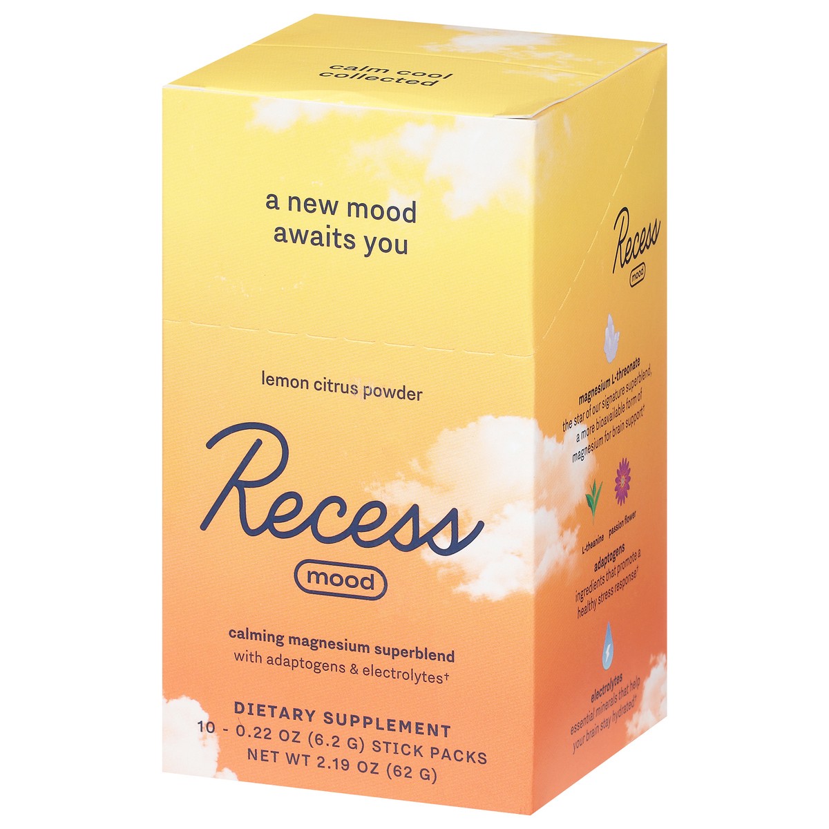 slide 5 of 12, Recess Mood Lemon Citrus Calming Magnesium Superblend Powder, 1 ct