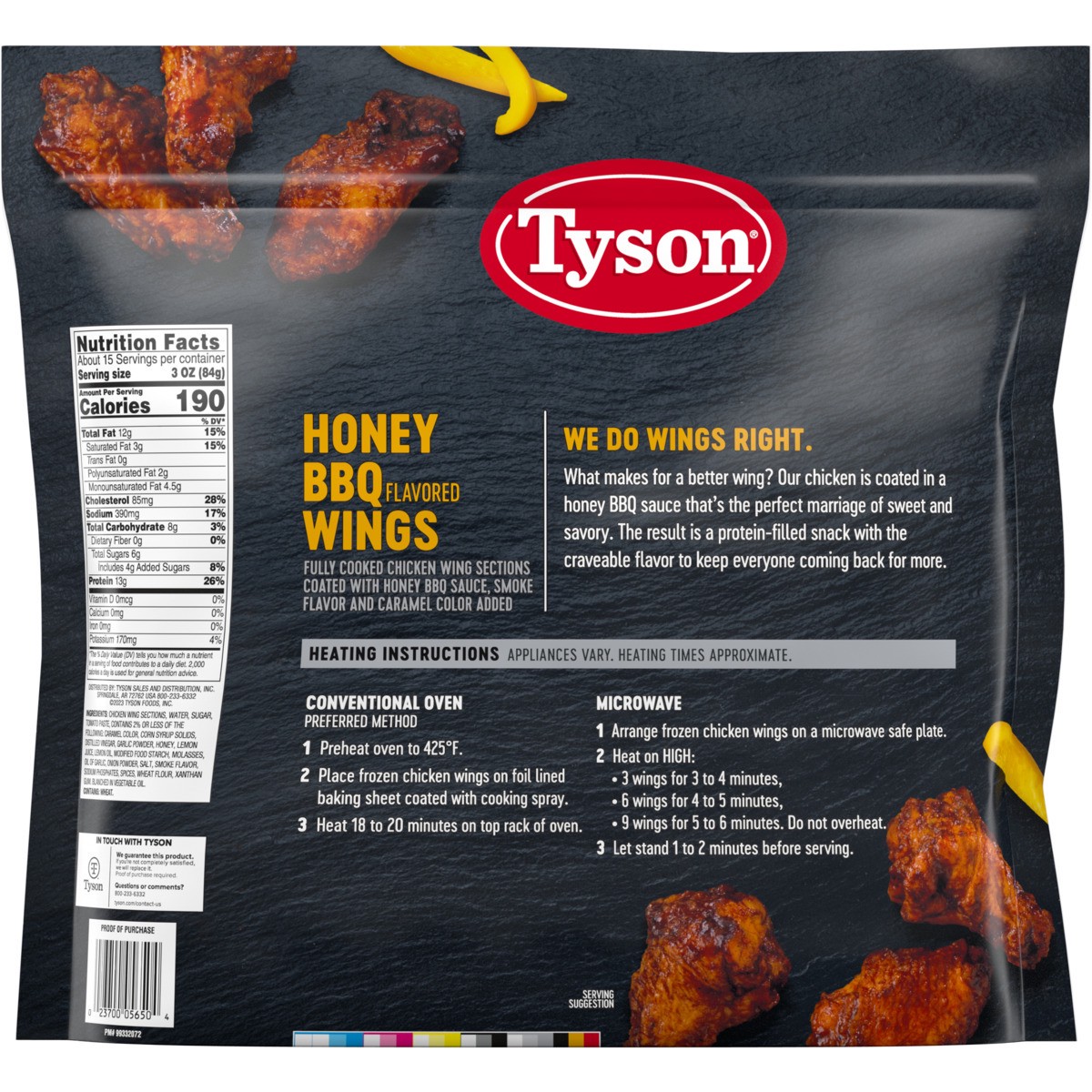 slide 3 of 6, Tyson Honey BBQ Flavored Wings, 1.81 kg