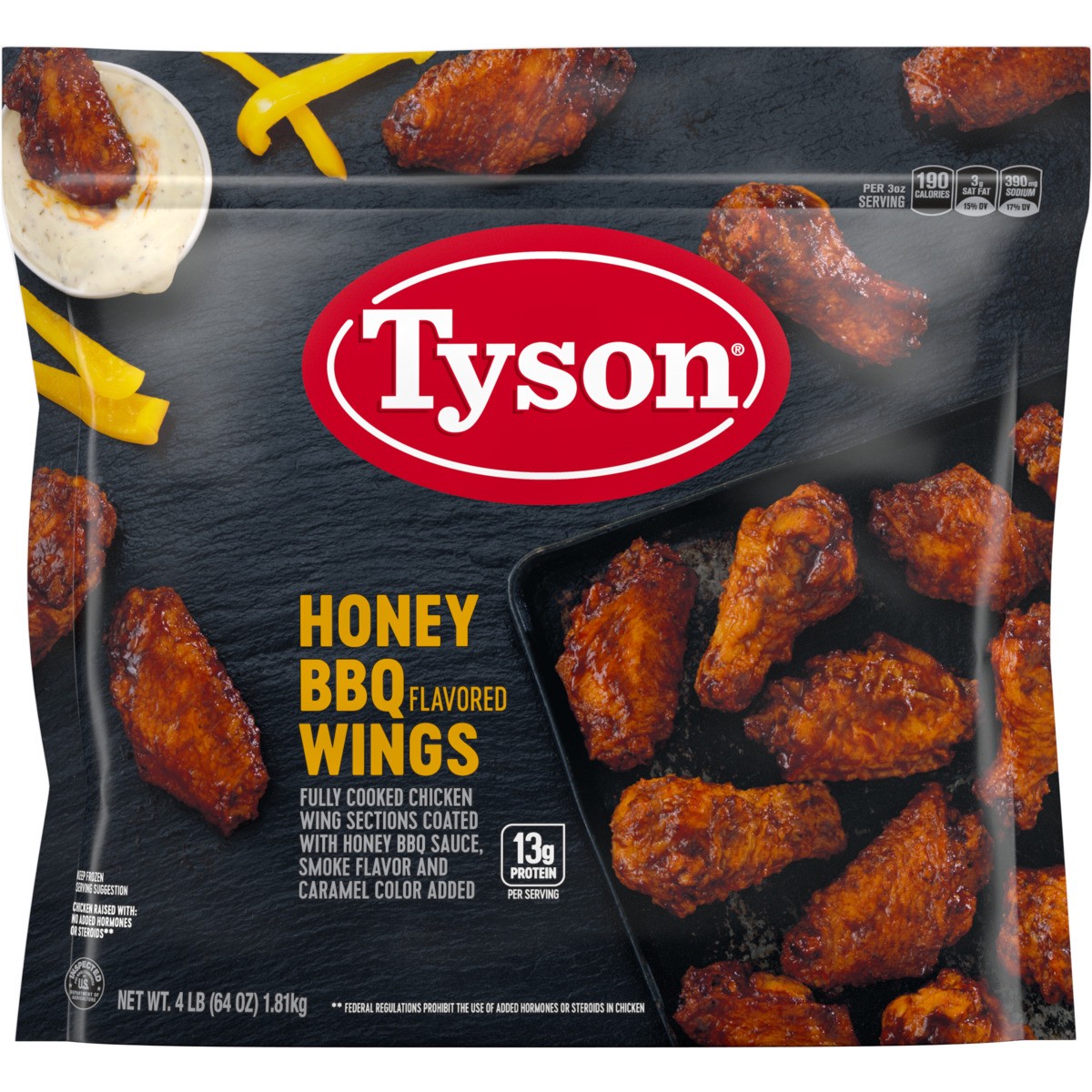 slide 1 of 6, Tyson Honey BBQ Flavored Wings, 1.81 kg
