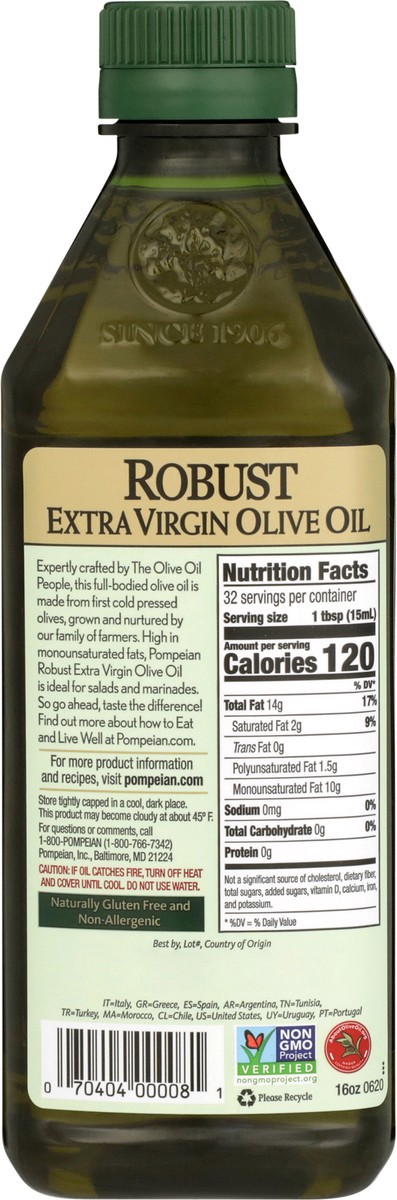 slide 3 of 9, Pompeian 16 oz Pompeian Robust Extra Virgin Olive Oil, 16 fl oz